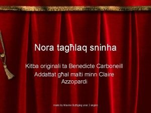 Nora taglaq sninha Kitba originali ta Benedicte Carboneill