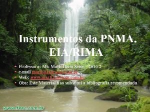 Instrumentos da PNMA EIARIMA Professora Ms Marli Deon