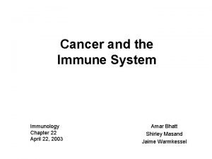 Cancer and the Immune System Immunology Chapter 22