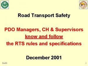 Road Transport Safety PDO Managers CH Supervisors know