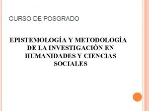 Ontologia epistemologia y metodologia