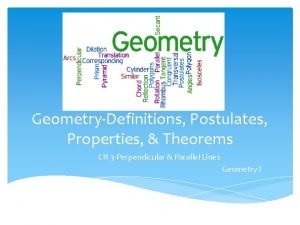 GeometryDefinitions Postulates Properties Theorems CH 3 Perpendicular Parallel