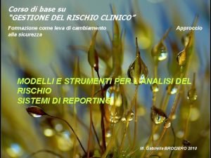 Corso di base su GESTIONE DEL RISCHIO CLINICO