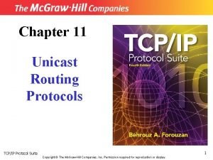 Chapter 11 Unicast Routing Protocols 1 TCPIP Protocol