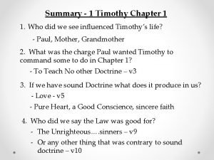 1 timothy 1 summary