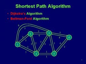 Shortest Path Algorithm Dijkstras Algorithm BellmanFord Algorithm 8