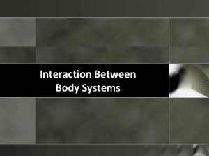 Interaction Between Body Systems The Body The body