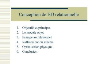 Conception de BD relationnelle 1 2 3 4