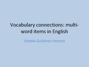 Vocabulary connections