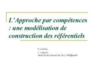 LApproche par comptences une modlisation de construction des