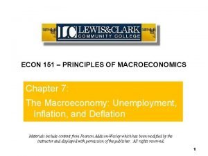 ECON 151 PRINCIPLES OF MACROECONOMICS Chapter 7 The