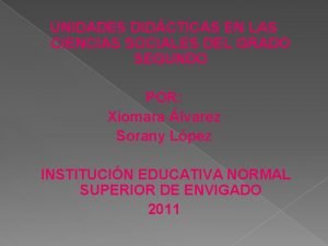 UNIDADES DIDCTICAS EN LAS CIENCIAS SOCIALES DEL GRADO