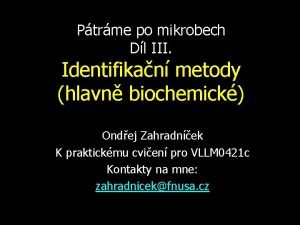 Ptrme po mikrobech Dl III Identifikan metody hlavn