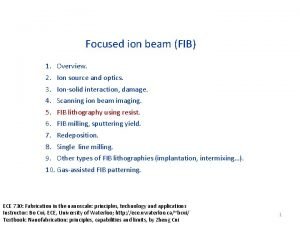 Focused ion beam FIB 1 Overview 2 Ion