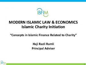 MODERN ISLAMIC LAW ECONOMICS Islamic Charity Initiation Concepts