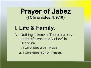 Prayer of Jabez I Chronicles 4 9 10