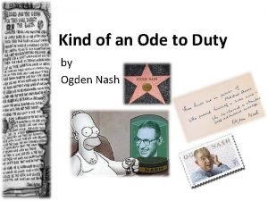Kind of an ode to duty Kind of an ode to duty