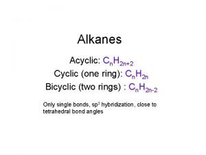 Alkanes Acyclic Cn H 2 n2 Cyclic one