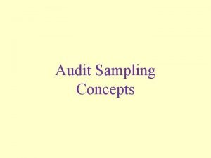 Audit Sampling Concepts Importance of Sampling Auditor does