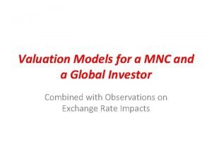 Valuation model of mnc