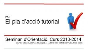 PAT El pla dacci tutorial Seminari dOrientaci Curs