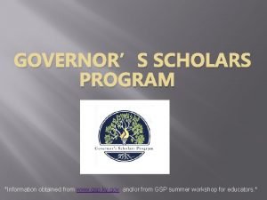 Governors scholars program