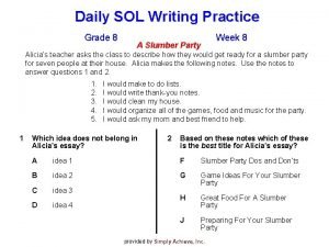 Daily SOL Writing Practice Grade 8 Week 8