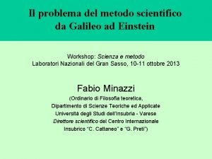 Il problema del metodo scientifico da Galileo ad