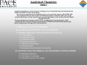 Analytical chemistry chapters
