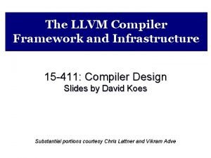 The LLVM Compiler Framework and Infrastructure 15 411