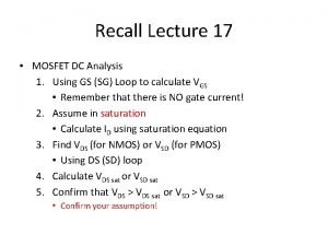 Mosfet dc analysis