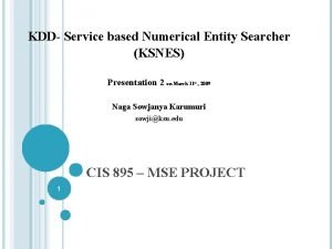 KDD Service based Numerical Entity Searcher KSNES Presentation