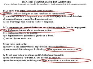 B I A 2014 CONNAISSANCE DES AERONEFS Lusage