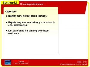 Section 6 4 Choosing Abstinence Objectives Identify some