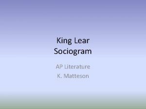 King Lear Sociogram AP Literature K Matteson What