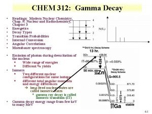 CHEM 312 Gamma Decay Readings Modern Nuclear Chemistry