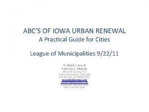 ABCS OF IOWA URBAN RENEWAL A Practical Guide