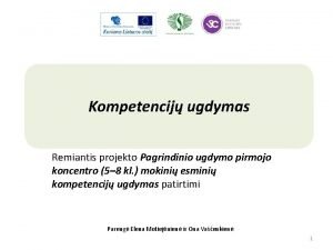 Kompetencij ugdymas Remiantis projekto Pagrindinio ugdymo pirmojo koncentro