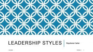 LEADERSHIP STYLES 1212020 Rayshona Carter PERIOD 2 1