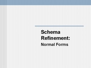 Schema Refinement Normal Forms Normal Forms n n
