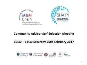 Community Advisor SelfSelection Meeting 10 30 14 30