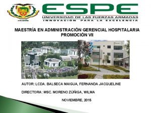 MAESTRA EN ADMINISTRACIN GERENCIAL HOSPITALARIA PROMOCIN VII AUTOR