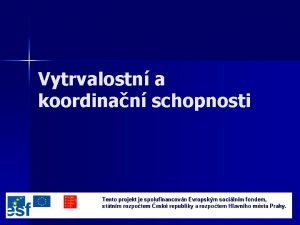 Vytrvalostn a koordinan schopnosti Tento projekt je spolufinancovn