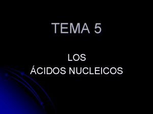 TEMA 5 LOS CIDOS NUCLEICOS CARACTERSTICAS QUMICAS l