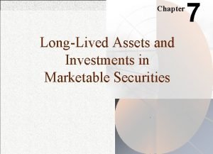 Chapter LongLived Assets and Investments in Marketable Securities