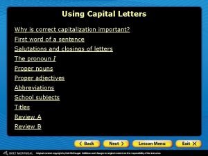 Using Capital Letters Why is correct capitalization important