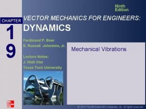 Ninth Edition CHAPTER 1 9 VECTOR MECHANICS FOR