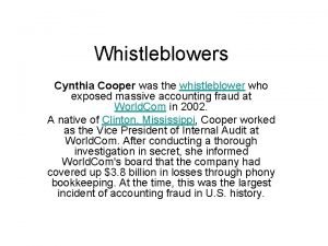 Cynthia cooper whistleblower