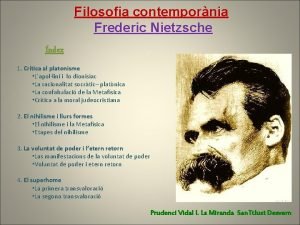 Filosofia contempornia Frederic Nietzsche ndex 1 Crtica al