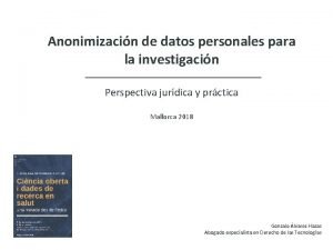 Anonimizacin de datos personales para la investigacin Perspectiva